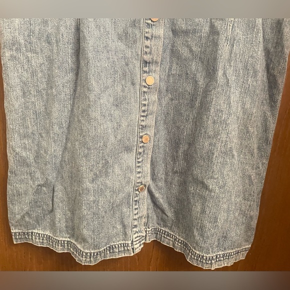 NY Jeans Med Wash 90's Y2k Vtg Denim Snap Front Short Sleeve Dress Sz-14 - Picture 7 of 11